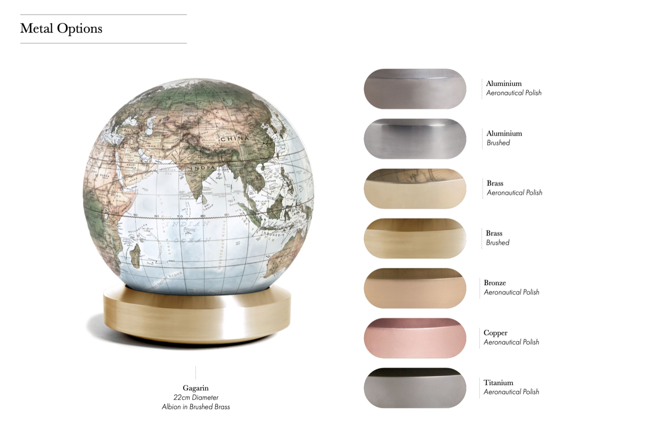 EMFORM Juri 2-Axis Swivel Globe - 30cm Diameter, Matt Silver, English Labels, Rotatable In Any Direction