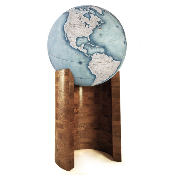 80cm Walnut or Oak Curve - Large Rotational Floor Standing Globe